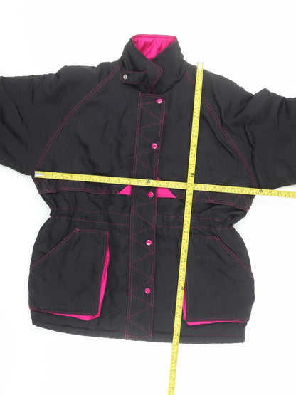 New Extra Women's Black Pink Puffer Jacket M Winter Nylon