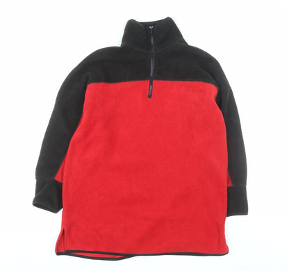 R&R Sport Teens Red Black Fleece 1/4 Zip Pullover Sweatshirt Size 12