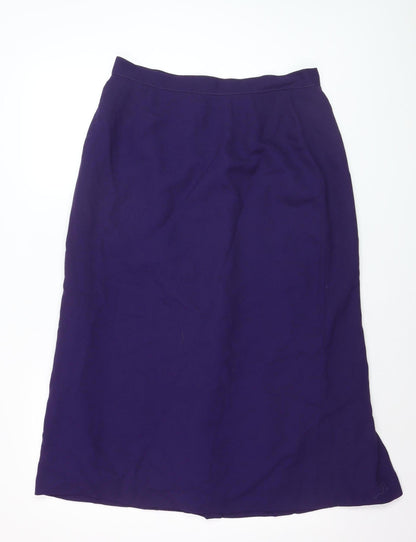 Windsmoor Women Purple Wool Blend Midi Pleated Skirt Size 16