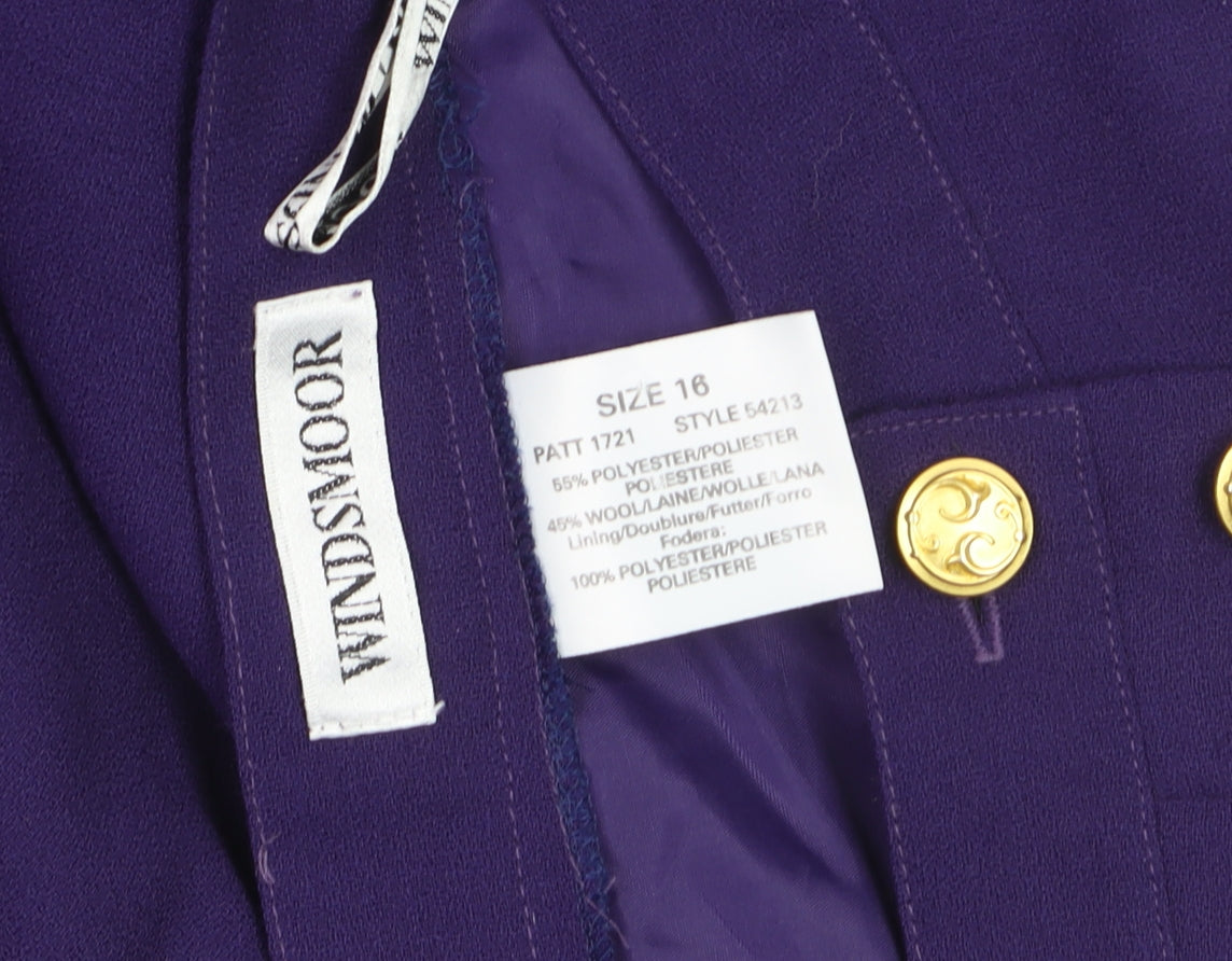 Windsmoor Women Purple Wool Blend Midi Pleated Skirt Size 16