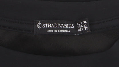 Stradivarius Women Black XL Pullover Sweatshirt Modal Blend
