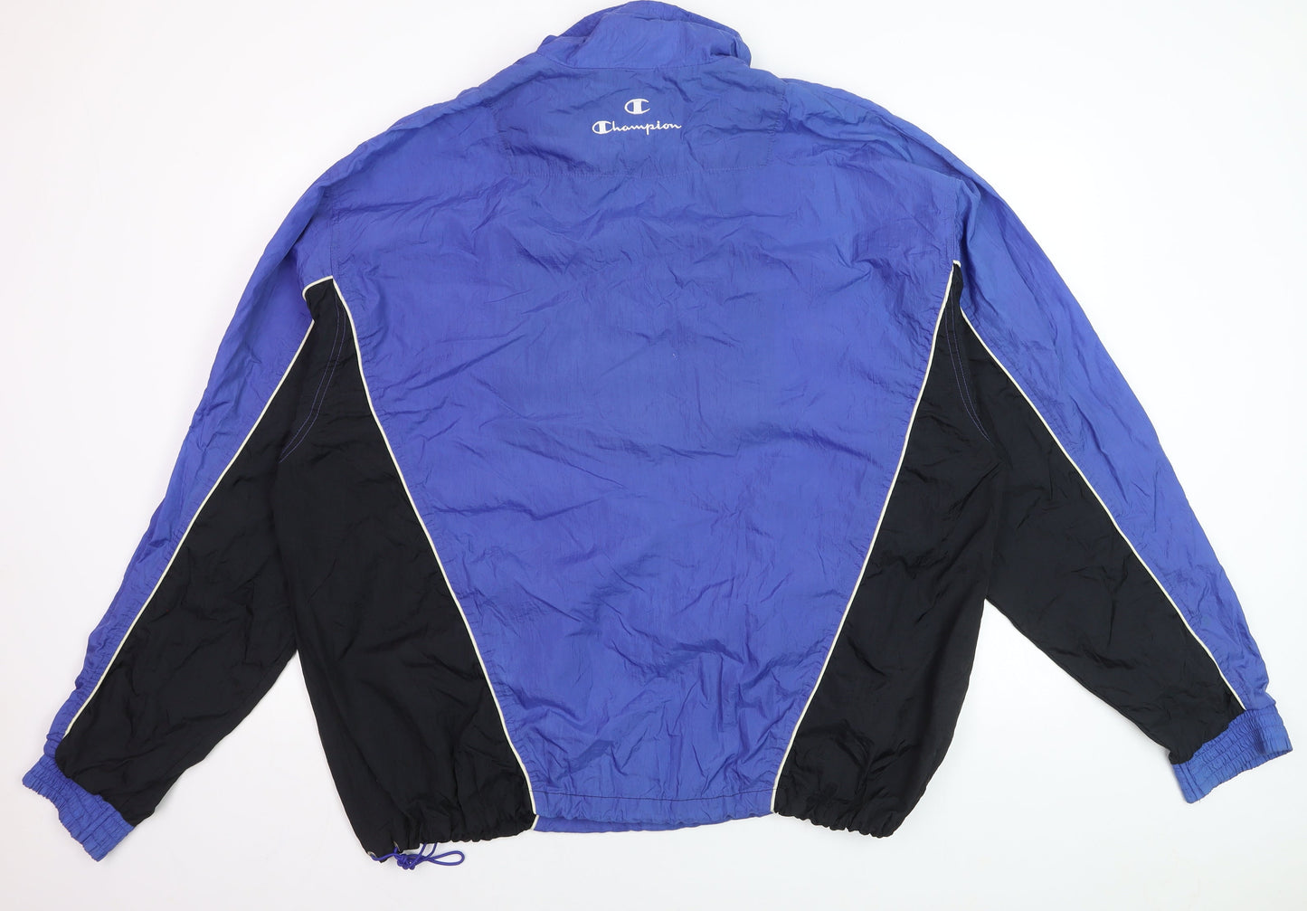 Champion Men's Blue XL Windbreaker 1/4 Zip Nylon Retro Sports Jacket
