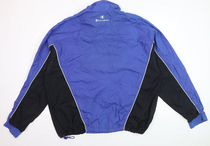 Champion Men's Blue XL Windbreaker 1/4 Zip Nylon Retro Sports Jacket