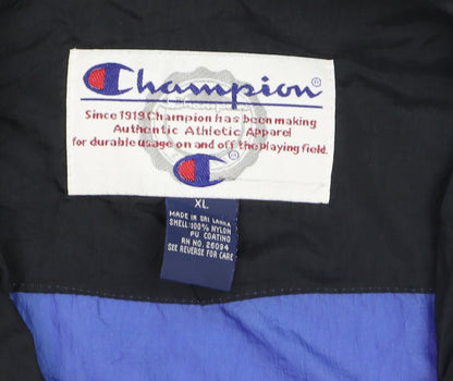 Champion Men's Blue XL Windbreaker 1/4 Zip Nylon Retro Sports Jacket