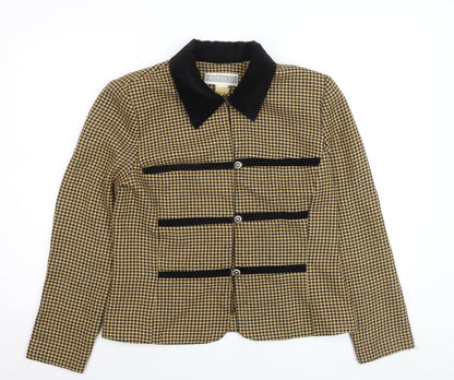 Jessica Howard Womens Beige Black Houndstooth Suit Jacket Size 12 Classic Style