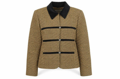 Jessica Howard Womens Beige Black Houndstooth Suit Jacket Size 12 Classic Style