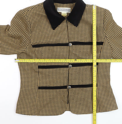 Jessica Howard Womens Beige Black Houndstooth Suit Jacket Size 12 Classic Style