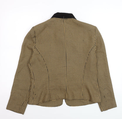 Jessica Howard Womens Beige Black Houndstooth Suit Jacket Size 12 Classic Style