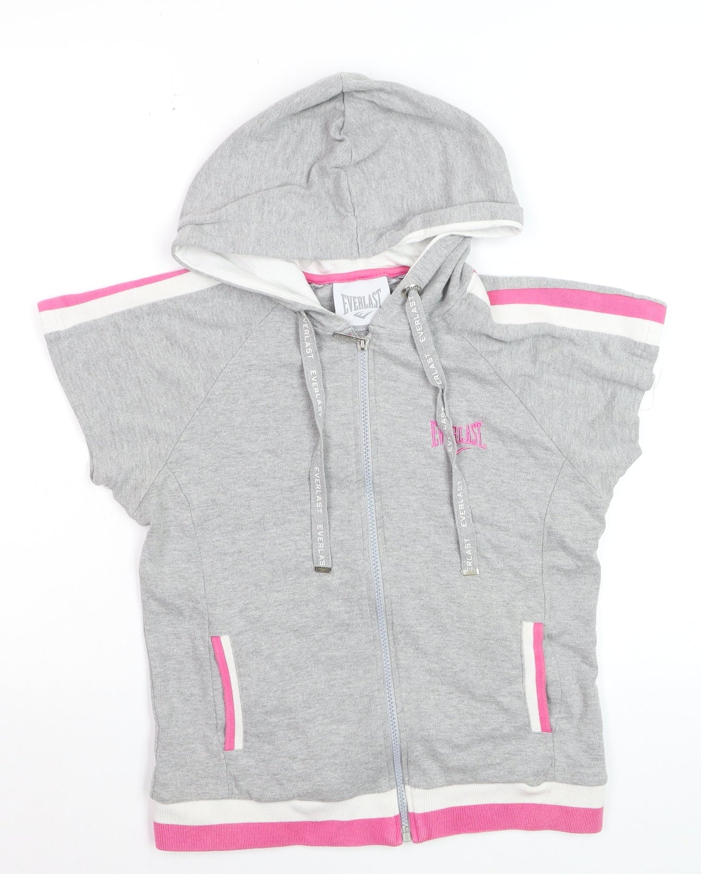 Everlast Women’s Grey & Pink Full Zip Sleeveless Hoodie Size M