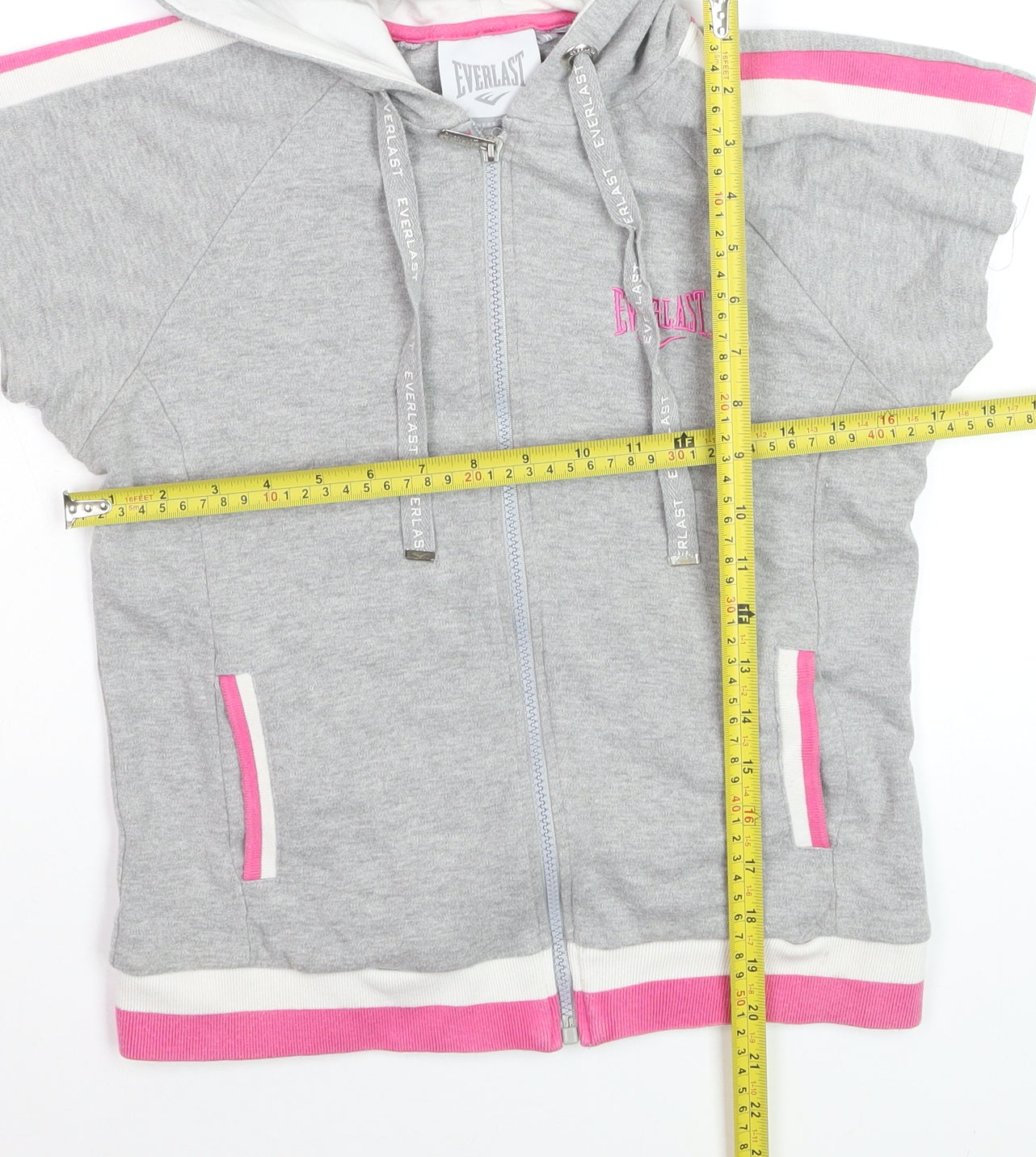 Everlast Women’s Grey & Pink Full Zip Sleeveless Hoodie Size M