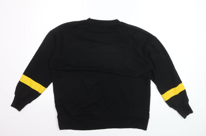 Pull&Bear Men's Black S Crew Neck Pullover Sweatshirt with Quote