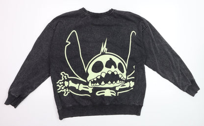 Disney at George Men's Black Stitch Graphic Pullover Sweatshirt M