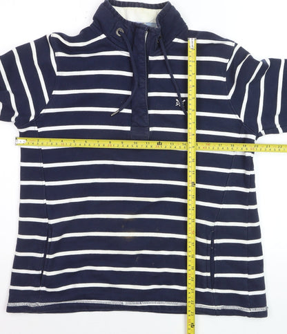 Crew Clothing Company Women's Navy Stripe Cotton Henley Sweatshirt Size 10