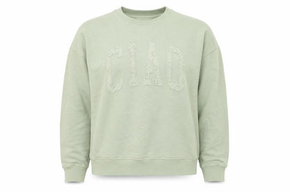 Tu Women’s Green Cotton Pullover Sweatshirt Medium ‘CIAO’ Embroidered