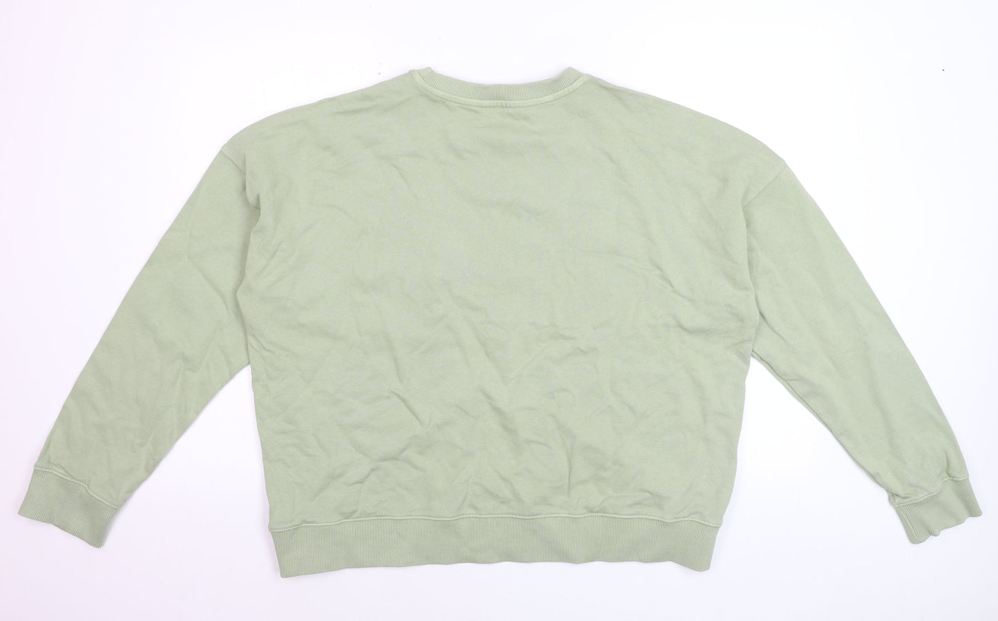Tu Women’s Green Cotton Pullover Sweatshirt Medium ‘CIAO’ Embroidered