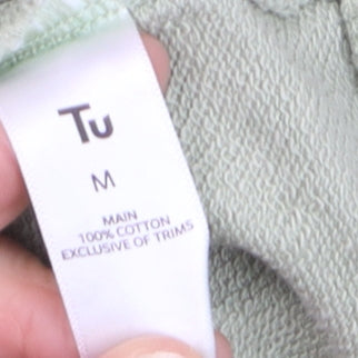 Tu Women’s Green Cotton Pullover Sweatshirt Medium ‘CIAO’ Embroidered