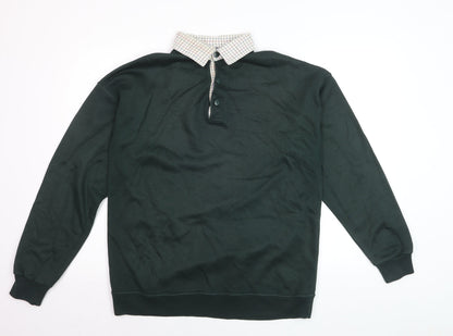 Amundsen Men's Green Collared Henley Jumper Size S
