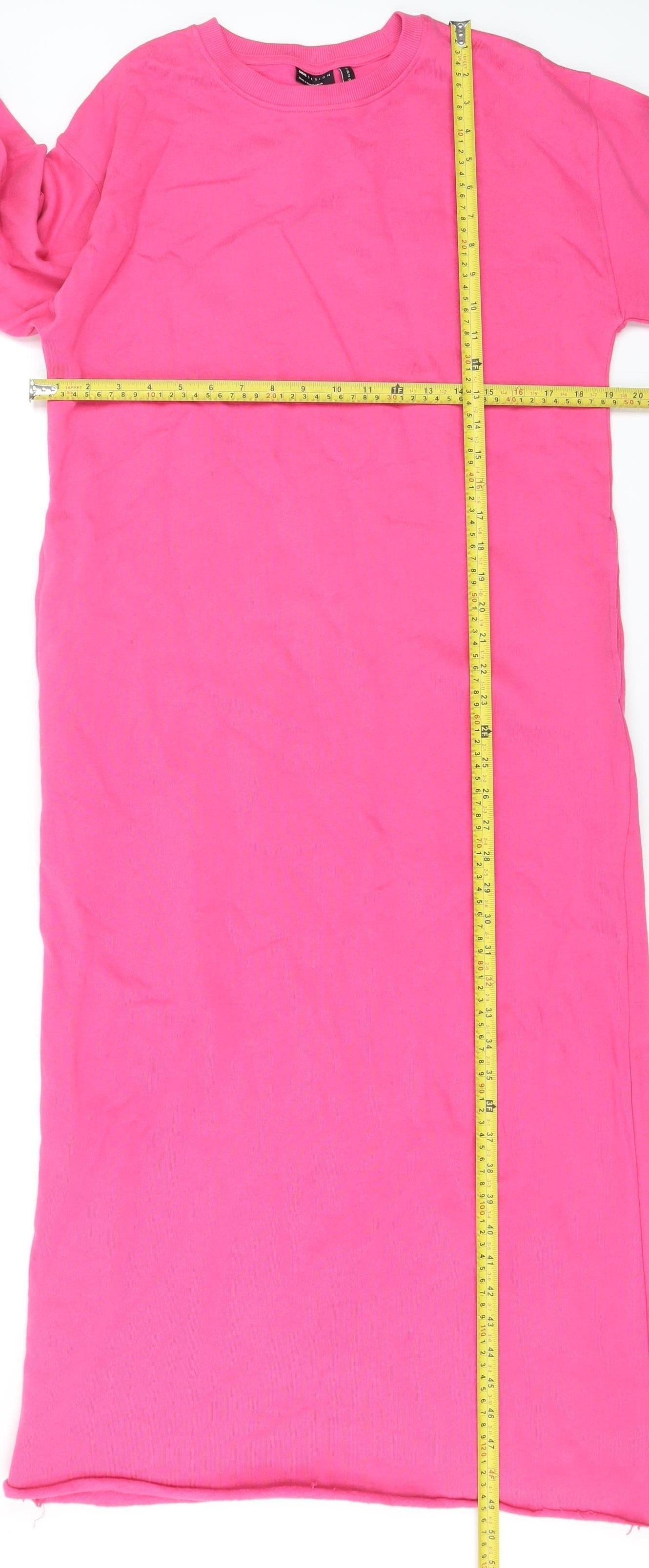 ASOS DESIGN Womens Pink Long Sleeve Midi T-Shirt Dress Size 10