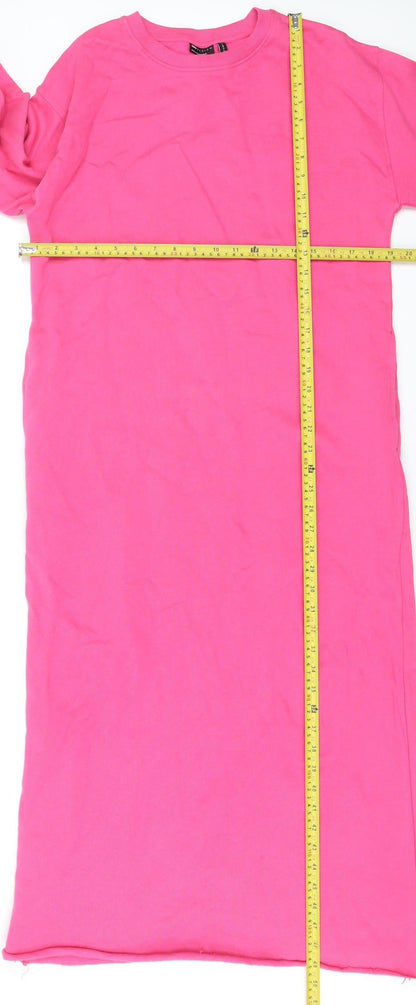 ASOS DESIGN Womens Pink Long Sleeve Midi T-Shirt Dress Size 10
