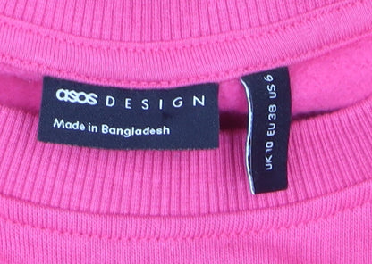 ASOS DESIGN Womens Pink Long Sleeve Midi T-Shirt Dress Size 10