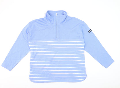 Regatta Womens Blue 1/4 Zip Striped Pullover Sweatshirt Size 14