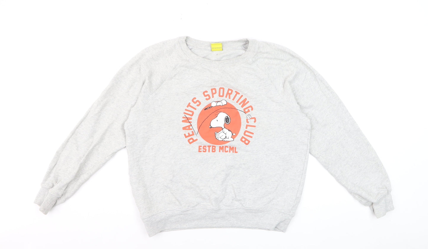 Marks and Spencer Peanuts Grey Marl Women’s Sweatshirt Size 10 Snoopy Graphic Classic Crew Neck