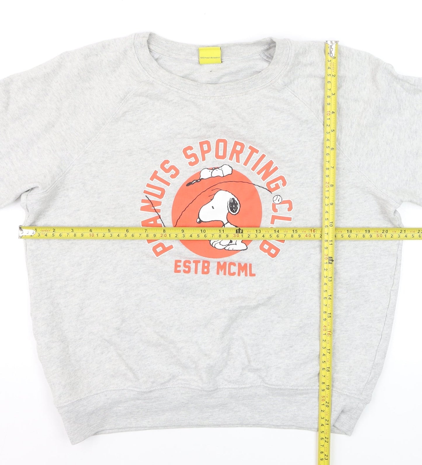 Marks and Spencer Peanuts Grey Marl Women’s Sweatshirt Size 10 Snoopy Graphic Classic Crew Neck