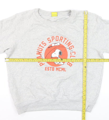 Marks and Spencer Peanuts Grey Marl Women’s Sweatshirt Size 10 Snoopy Graphic Classic Crew Neck