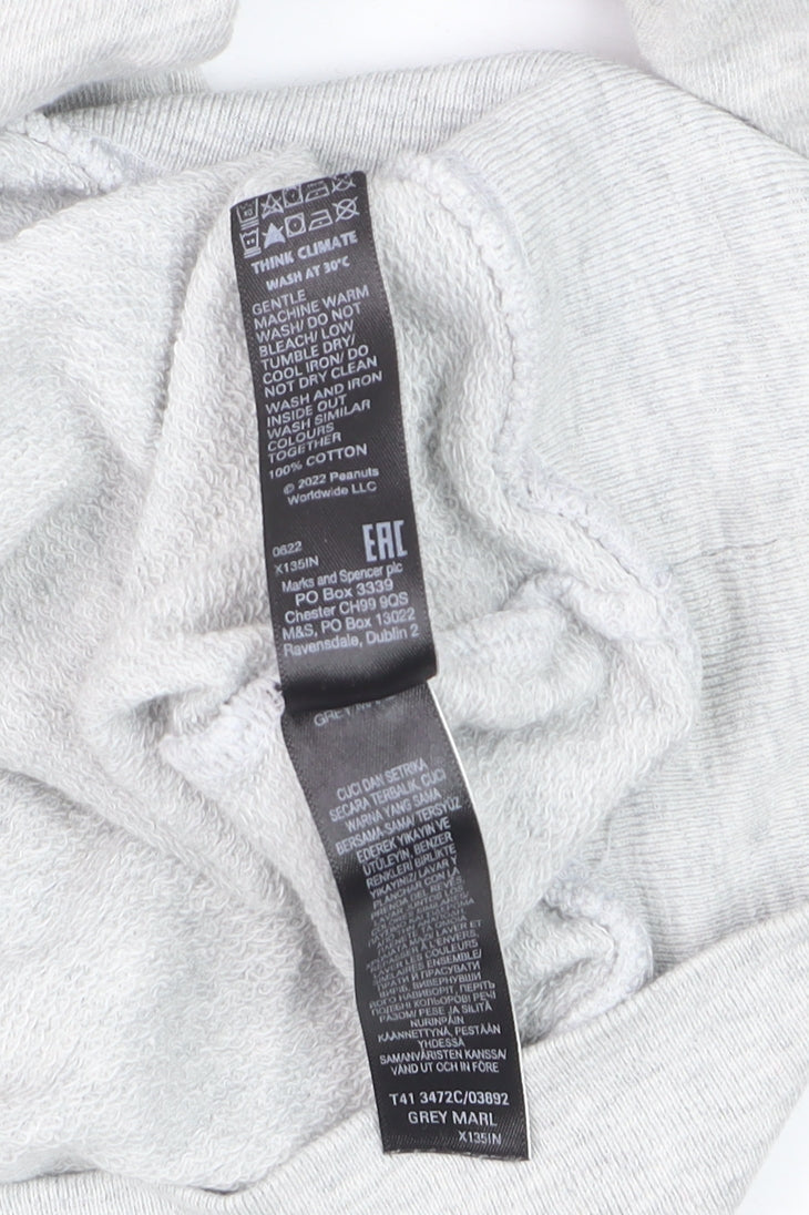 Marks and Spencer Peanuts Grey Marl Women’s Sweatshirt Size 10 Snoopy Graphic Classic Crew Neck