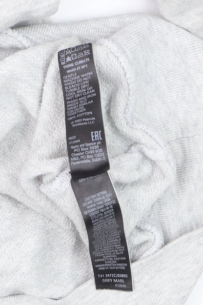 Marks and Spencer Peanuts Grey Marl Women’s Sweatshirt Size 10 Snoopy Graphic Classic Crew Neck