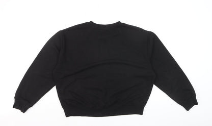 Topshop Petite Black Floral Embroidered Pullover Jumper UK 8