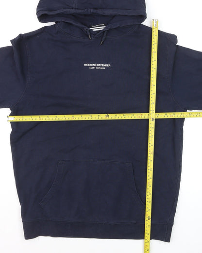 Weekend Offender Men's Blue Pullover Hoodie M Cotton Logo Sweatshirt