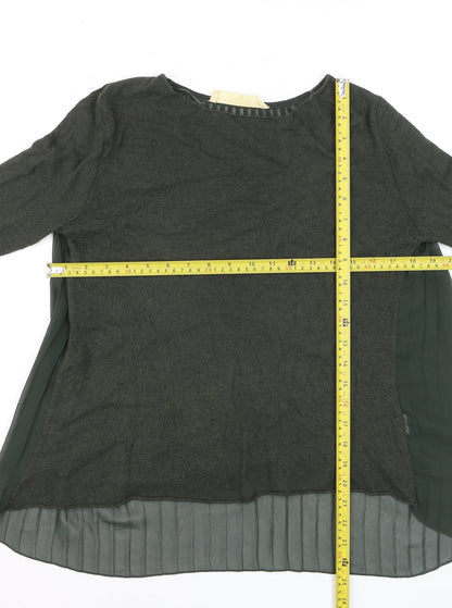 Zara Women Green Pleated Back Knit Pullover Jumper Size 8