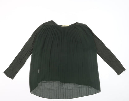 Zara Women Green Pleated Back Knit Pullover Jumper Size 8