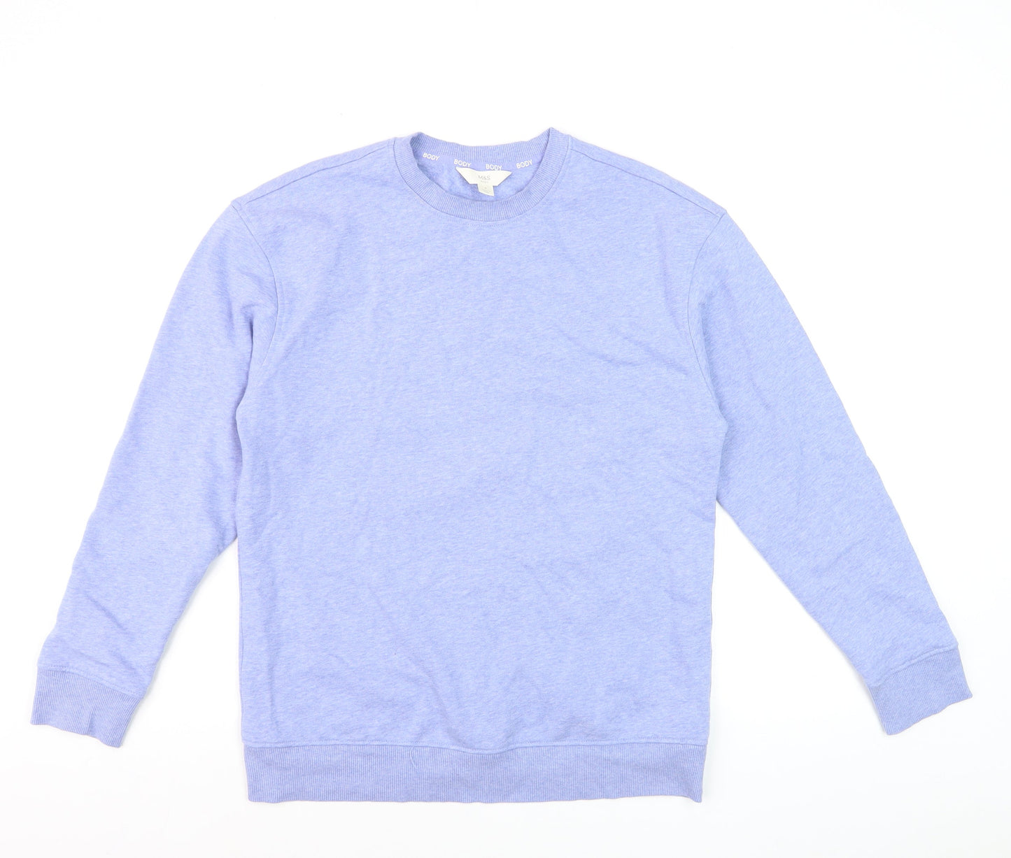 Marks and Spencer Women Blue Mix Cotton Blend Crew Neck Sweatshirt Size 8