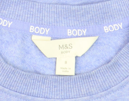 Marks and Spencer Women Blue Mix Cotton Blend Crew Neck Sweatshirt Size 8