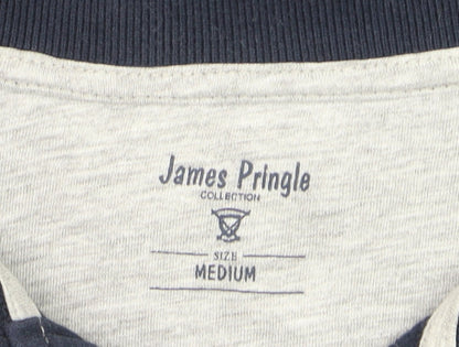 James Pringle Men's Blue Long Sleeve Cotton Polo Shirt Size M