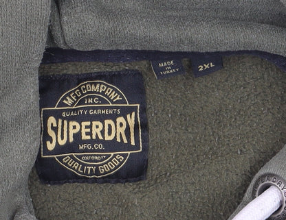 Superdry Men's Green 2XL Pullover Hoodie with Logo Print
