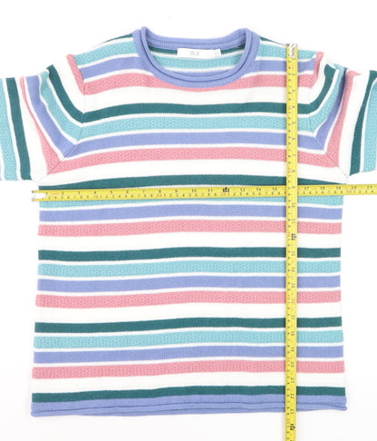 ISLE Women’s Multicoloured Striped Crew Neck Knit Jumper Size S 10-12
