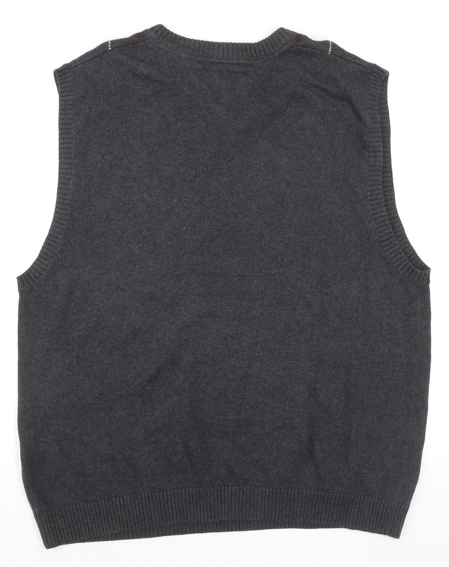 Tommy Hilfiger Men's Grey Argyle Cotton Knit Sleeveless Vest L