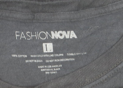 Fashion Nova Men's Black Tokyo Racing Long Sleeve Graphic Shirt Size L