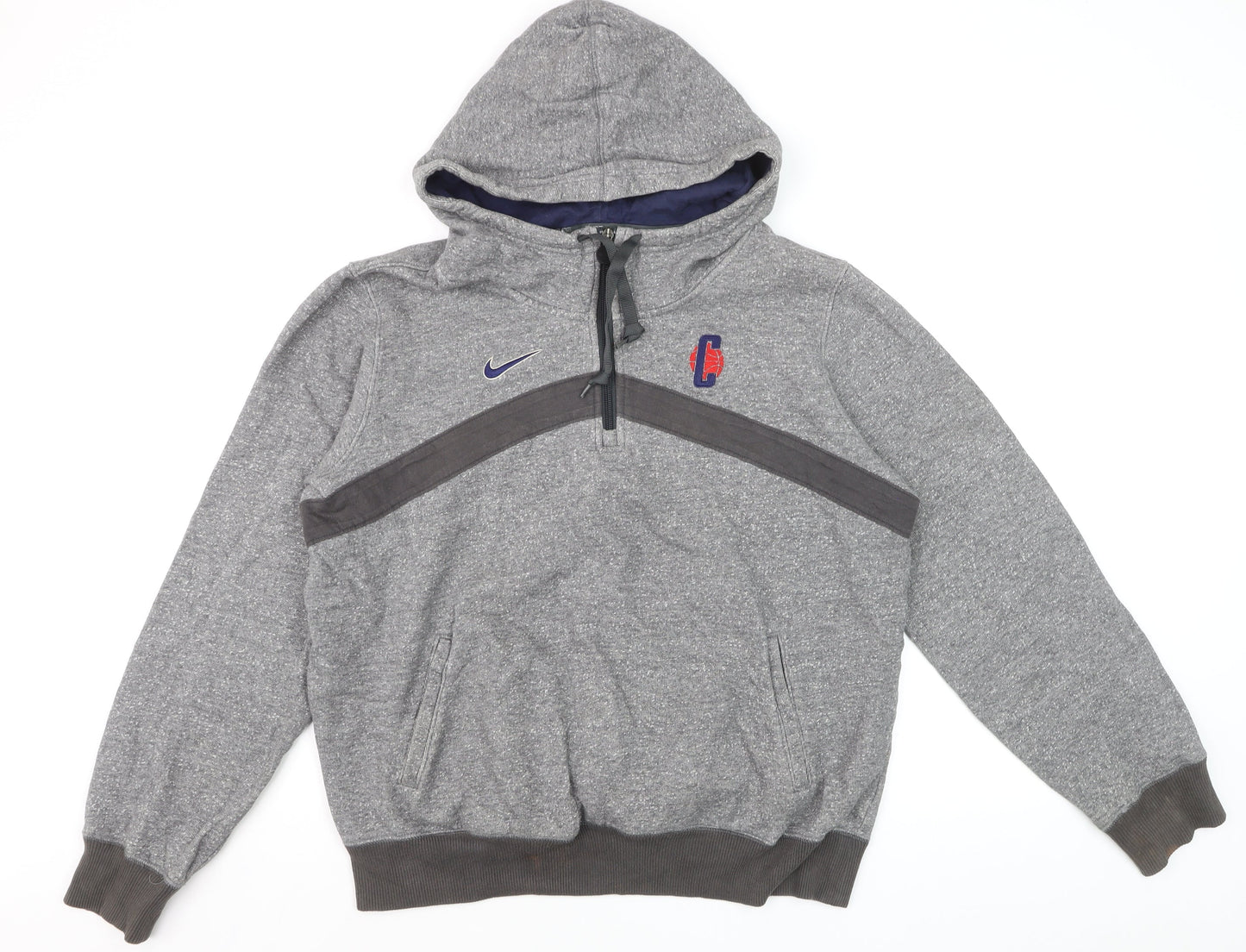 Nike Men's Grey Elite 1/2 Zip Hoodie Size L Athletic Fit