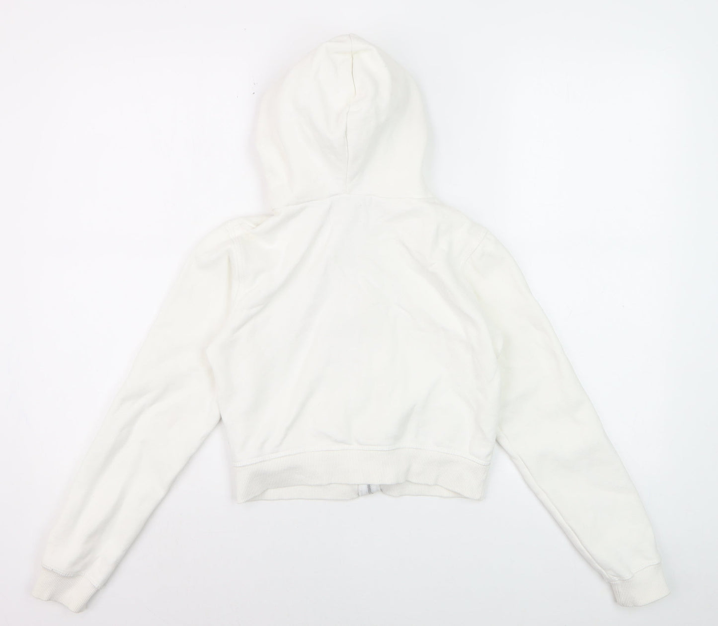 Pull & Bear Girls White Full Zip Graphic Hoodie XS