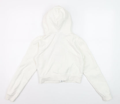 Pull & Bear Girls White Full Zip Graphic Hoodie XS