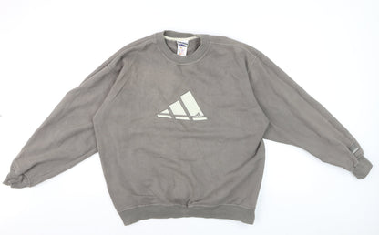 Adidas Men's Grey Medium Pullover Crew Neck Sports Sweatshirt