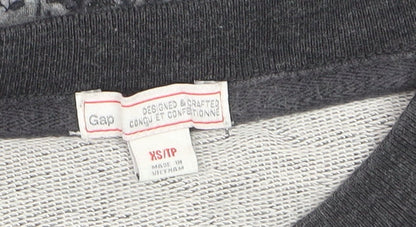 GAP Womens Grey Floral Pullover Sweatshirt XS Cotton Casual