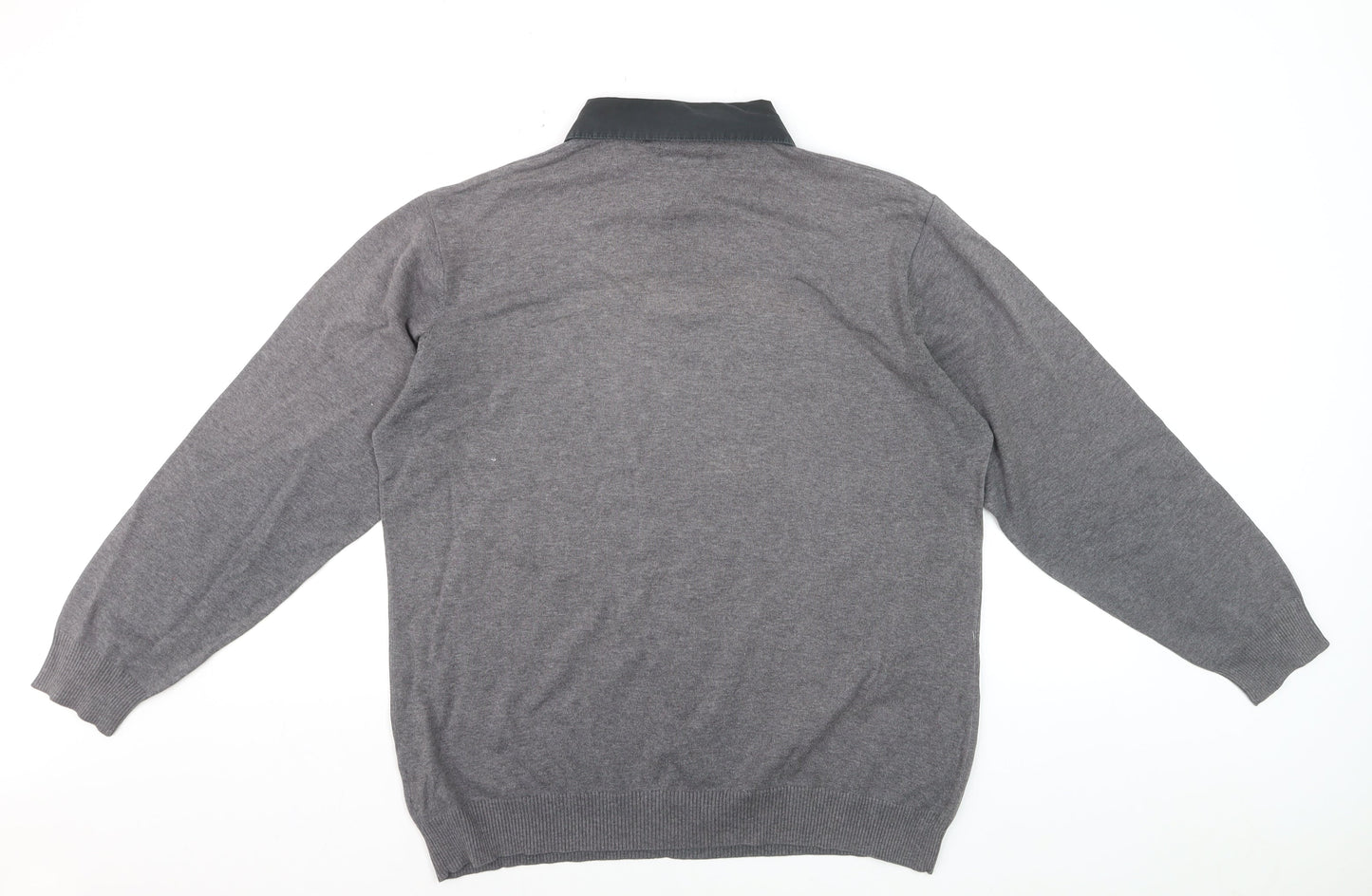 Next Men’s Grey V-Neck Pullover Jumper Large Cotton Blend