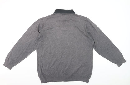 Next Men’s Grey V-Neck Pullover Jumper Large Cotton Blend