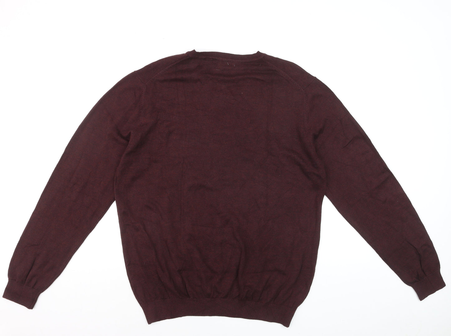 Van Heusen Men's Brown V-Neck Cotton Blend Jumper Size L