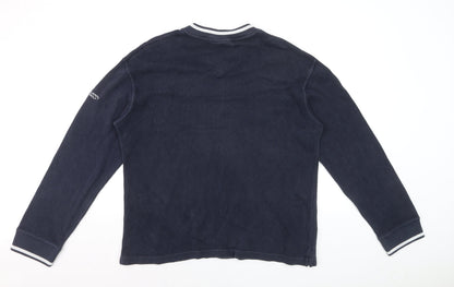Atlantic Golf Men's Blue V-Neck Cotton Jumper Size L Classic Knit